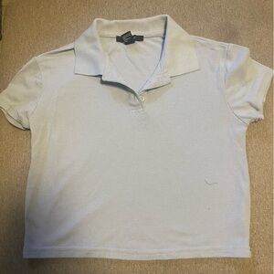 Forever 21 Blue Cropped Polo Shirt Short Sleeves